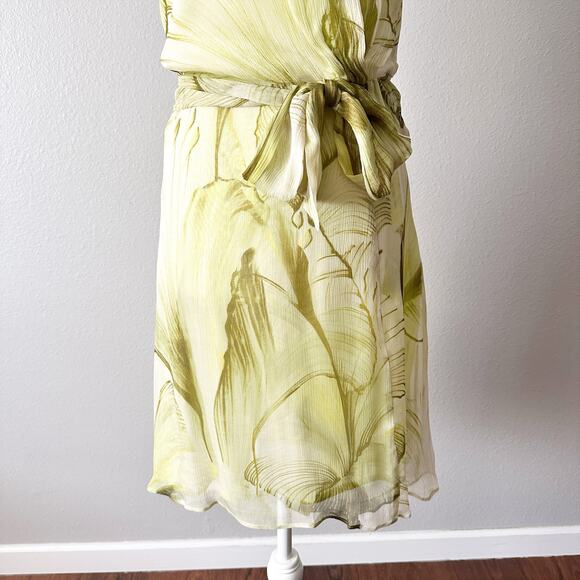 Santorelli Nadia Lime Lily Pad Print Chiffon Knee Length Dress Women’s Size 40 - Picture 5 of 16